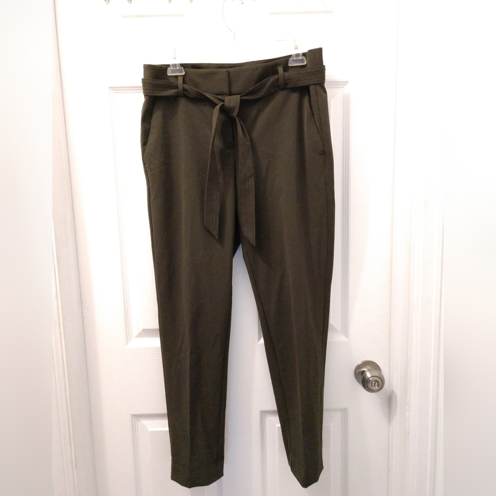 LOFT Marisa olive green pants with tie belt size 4